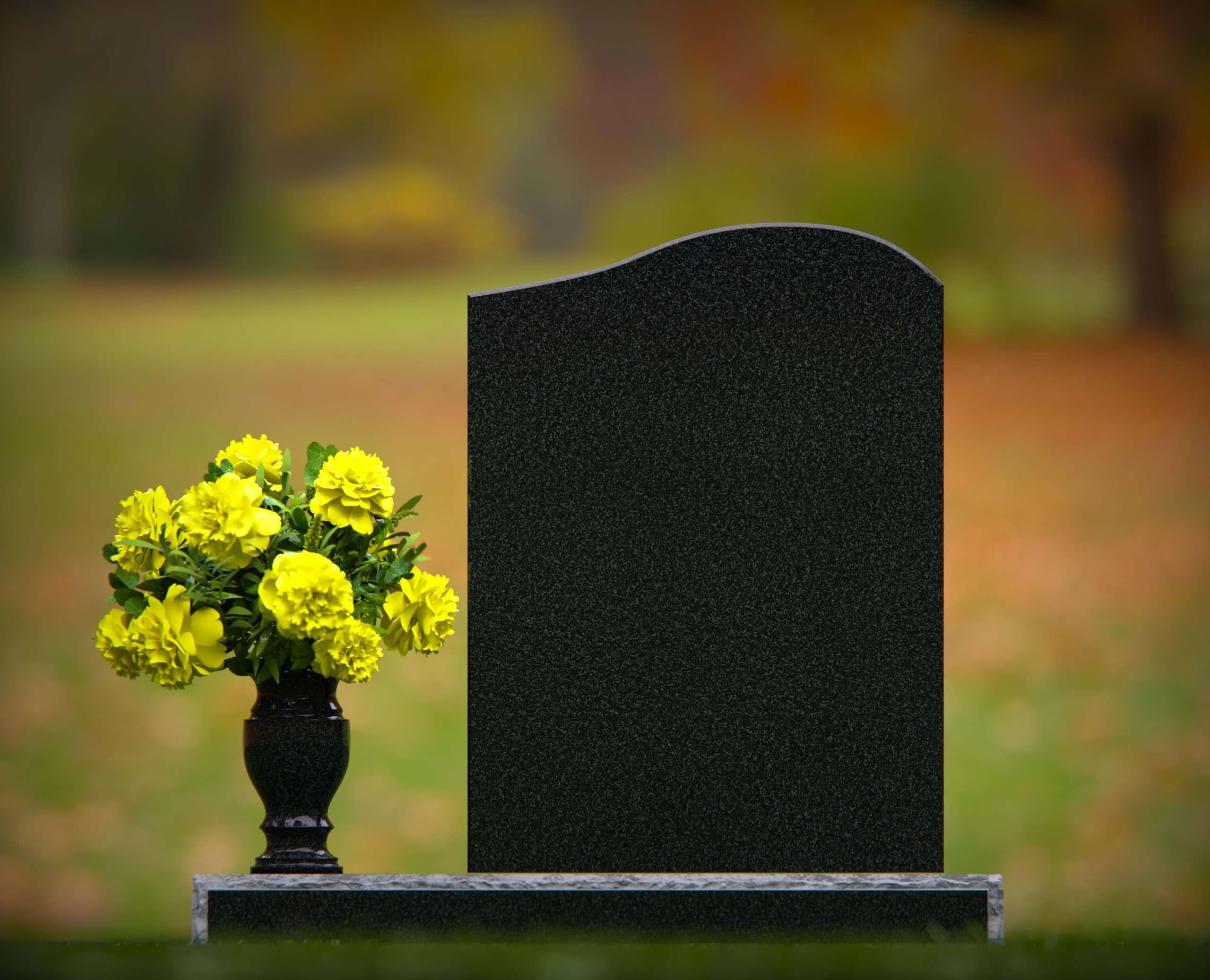 1311-111-8_1.jpg Single Upright Granite Headstone with Serpentine Top - Image 1