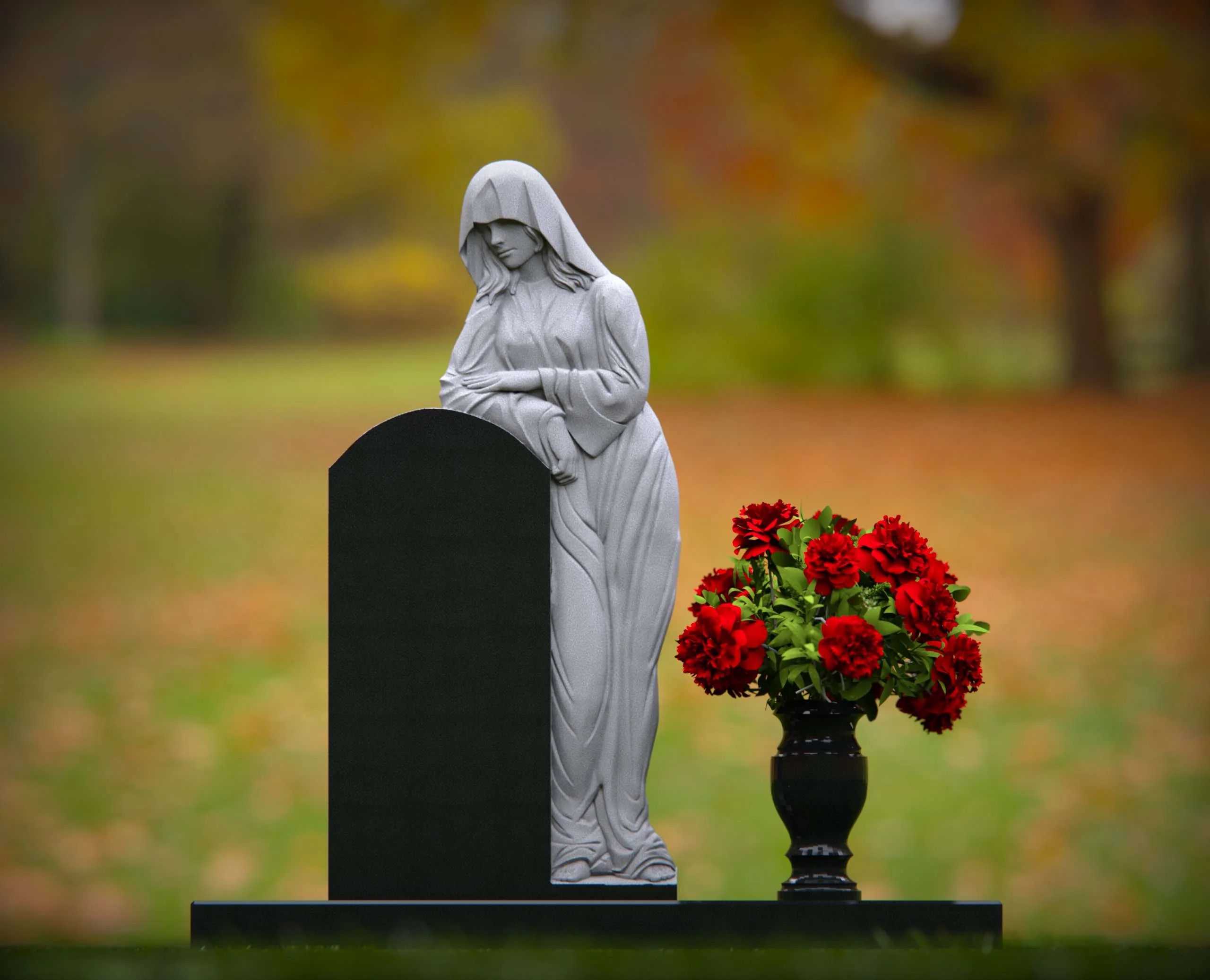 1910-111-8 Sculpted Woman Shape Granite Headstone - Image 1