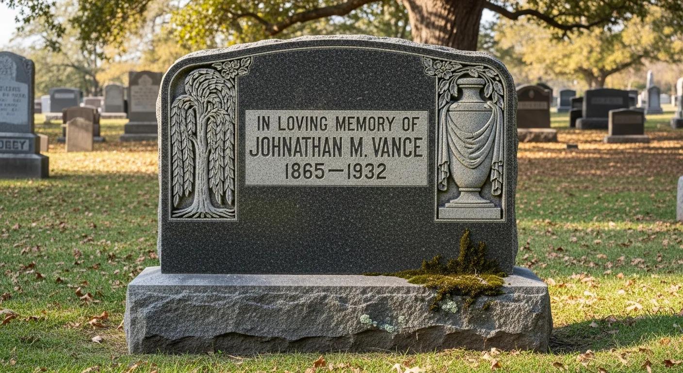 Granite headstone resting in a quiet cemetery—showing careful craftsmanship and the stone’s natural grain